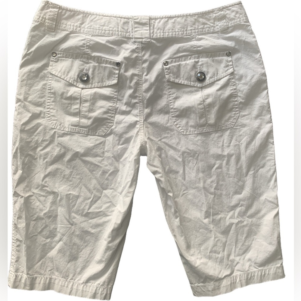 INC White Knee-Length Cargo Shorts with Rhinestone Buttons